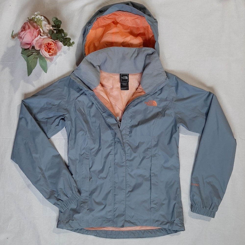 The North Face Resolve HyVent Rain Jacket Waterproof Grey Peach Discontinued XS